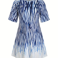 Colorblock Leopard & Tie Dye Striped Raglan Sleeve Sleep Dress