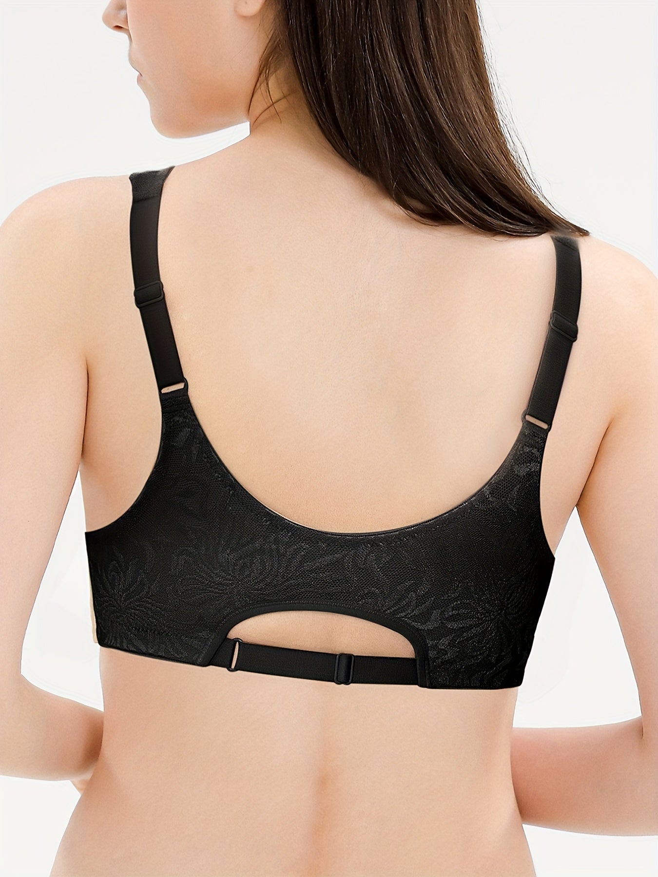Women's No Rim Full Cup Bra Double Front Button Underwear