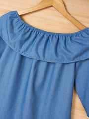 Girl's Ruffle Collar Long Sleeve Shirt