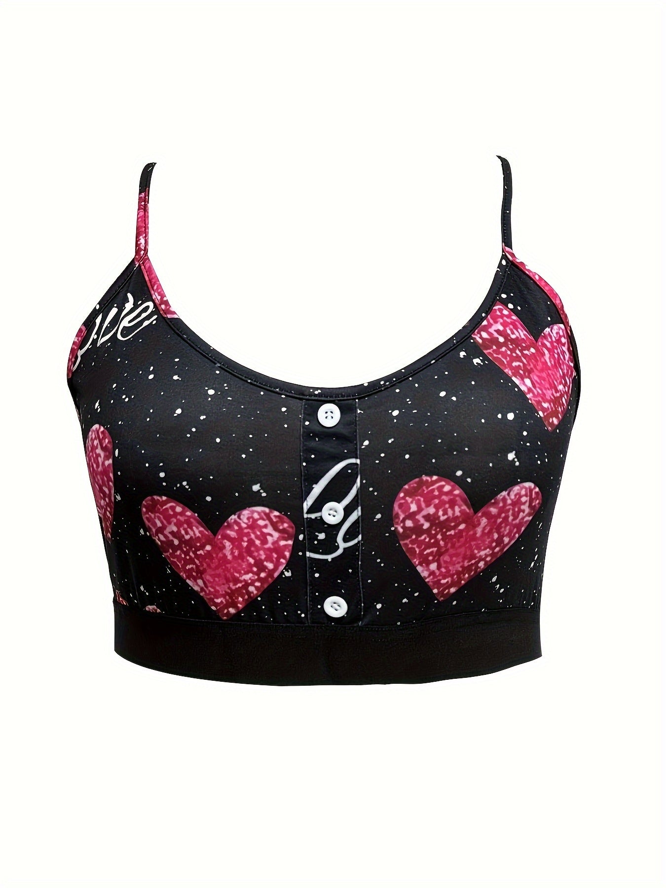 Sexy Pajama Set Splash & Heart Print Crop Cami Top & Shorts