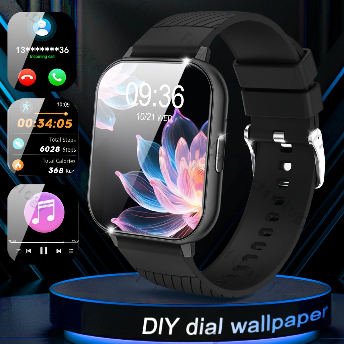 Pink Silicone Strap Smartwatch Wireless Notifications Multiple Sports Modes