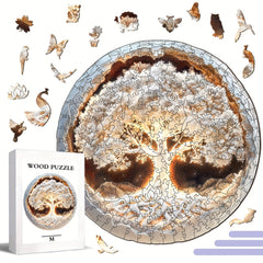 Tree of Life Wooden Puzzle 3D Visual Effect Flat Puzzle with Tree Mixed Colors