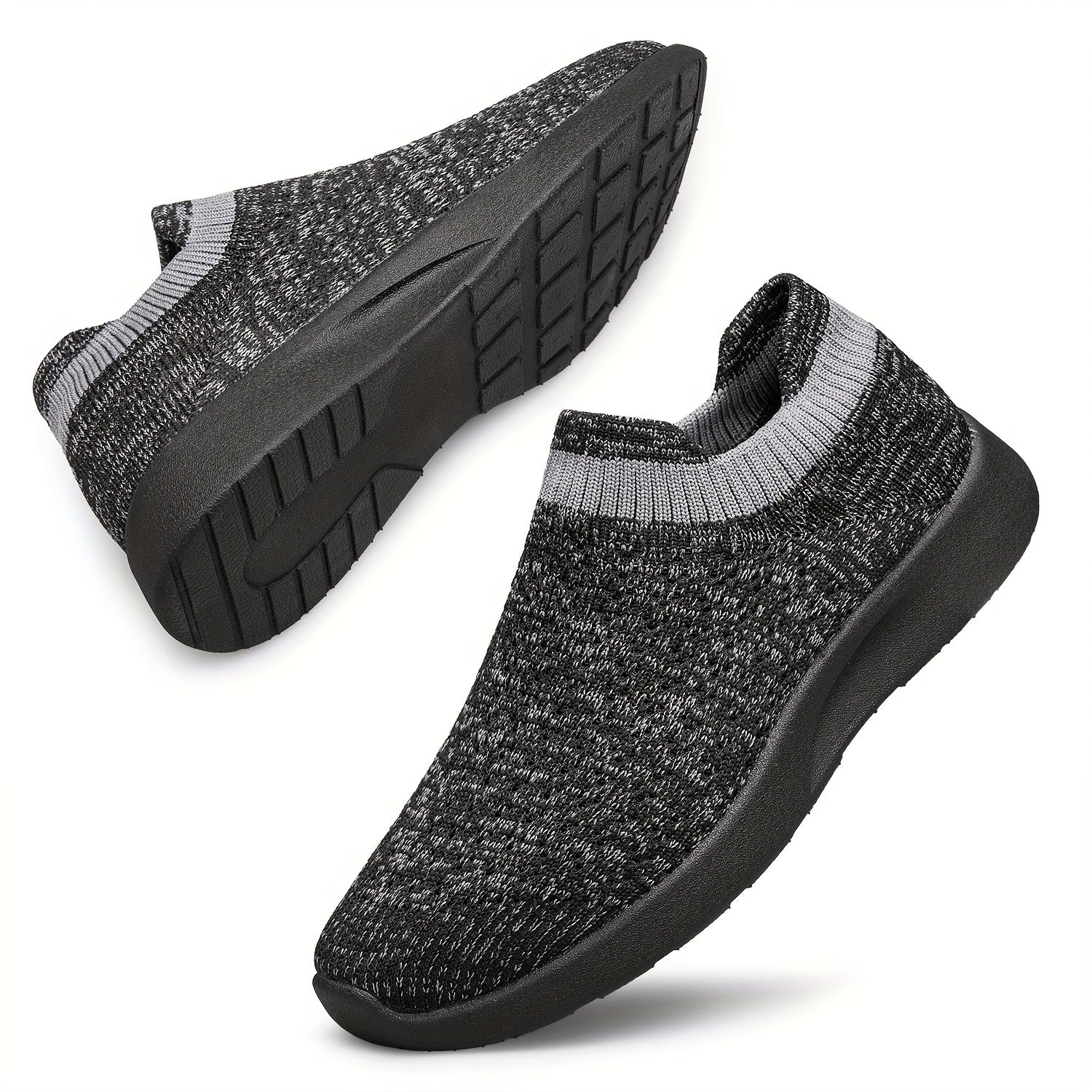 Boy's Woven Knit Slip On Sock Shoes Breathable Comfy Non Slip Casual Sneakers