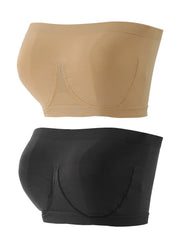 2pcs Invisible Strapless Bandeau Bras Soft & Comfy Stretch Everyday Bra