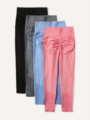 Solid High Waist Yoga Leggings Stretch Workout Pants