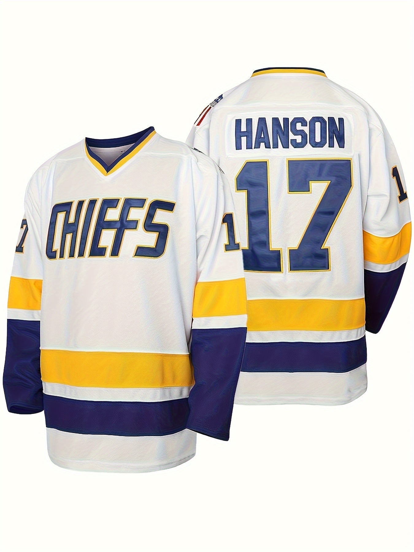 Men's Vintage Ice Hockey Jersey Long Sleeve V Neck Sweatshirt