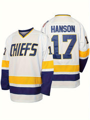 Men's Vintage Ice Hockey Jersey Long Sleeve V Neck Sweatshirt