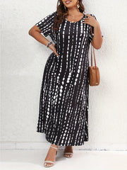 Tie Dye Short Sleeve Maxi Dress