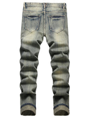 Men's Retro Ripped Jeans Straight Leg Fit