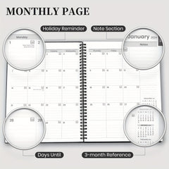 Planner Weekly Monthly Calendar Spiral12 Months From JAN To DEC