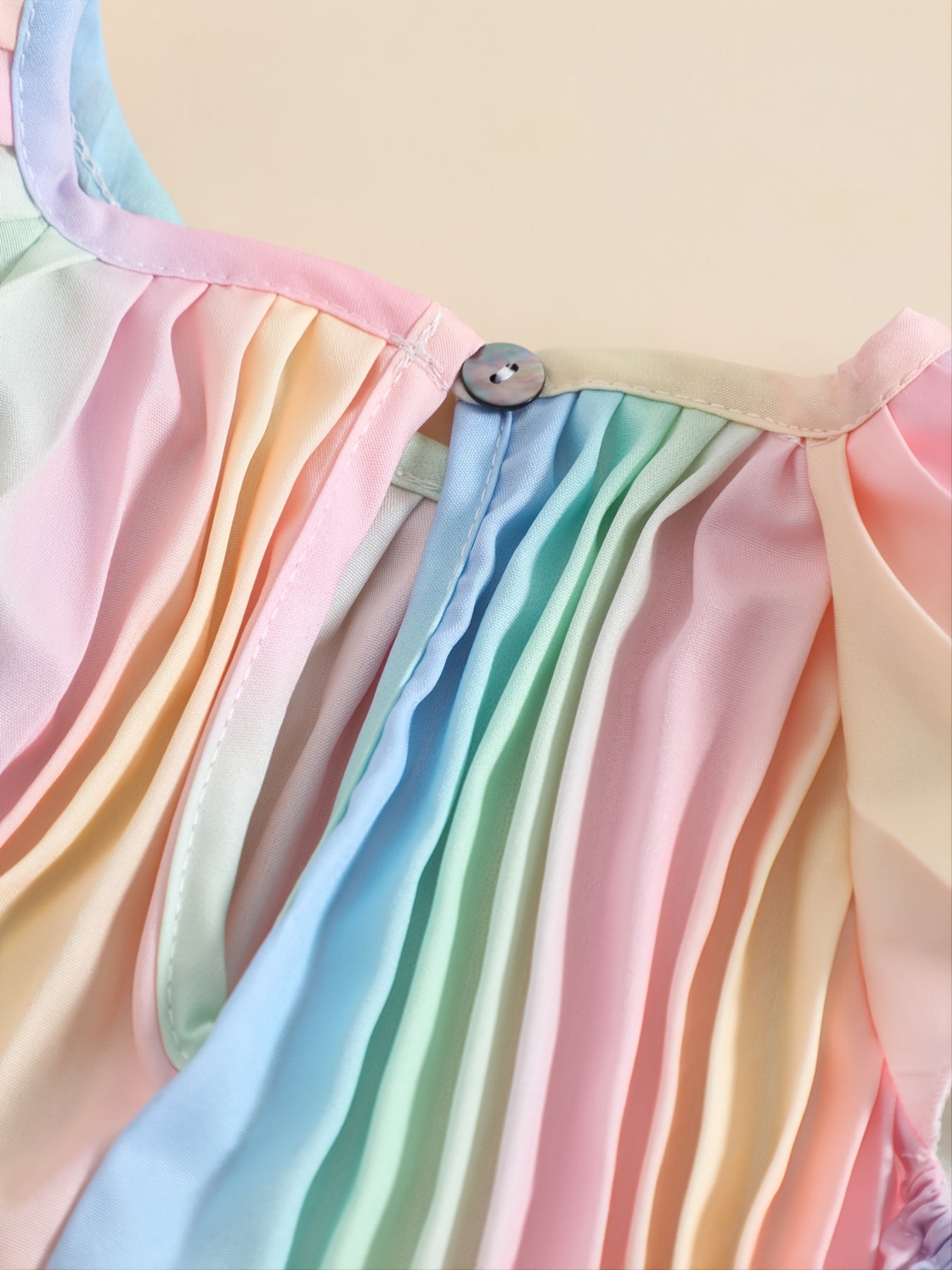 Girls Small Flying Sleeve Gradient Colorful Pleated Dress