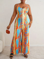 Leopard Print Wide Leg Jumpsuit