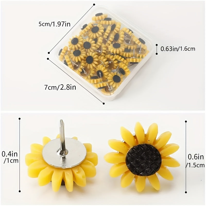 20pcs Sunflower Shape Press Nail Flat Head Racer Nail Decoration