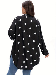 Casual Polka Dot Lantern Sleeve Blouse