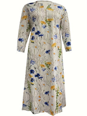 Women's Floral Print Maxi Dress with Pockets