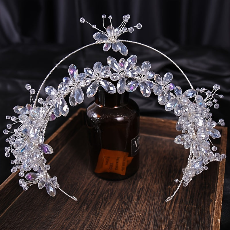 Crystal Flower Headband Earring Set Wedding Hair Accessories