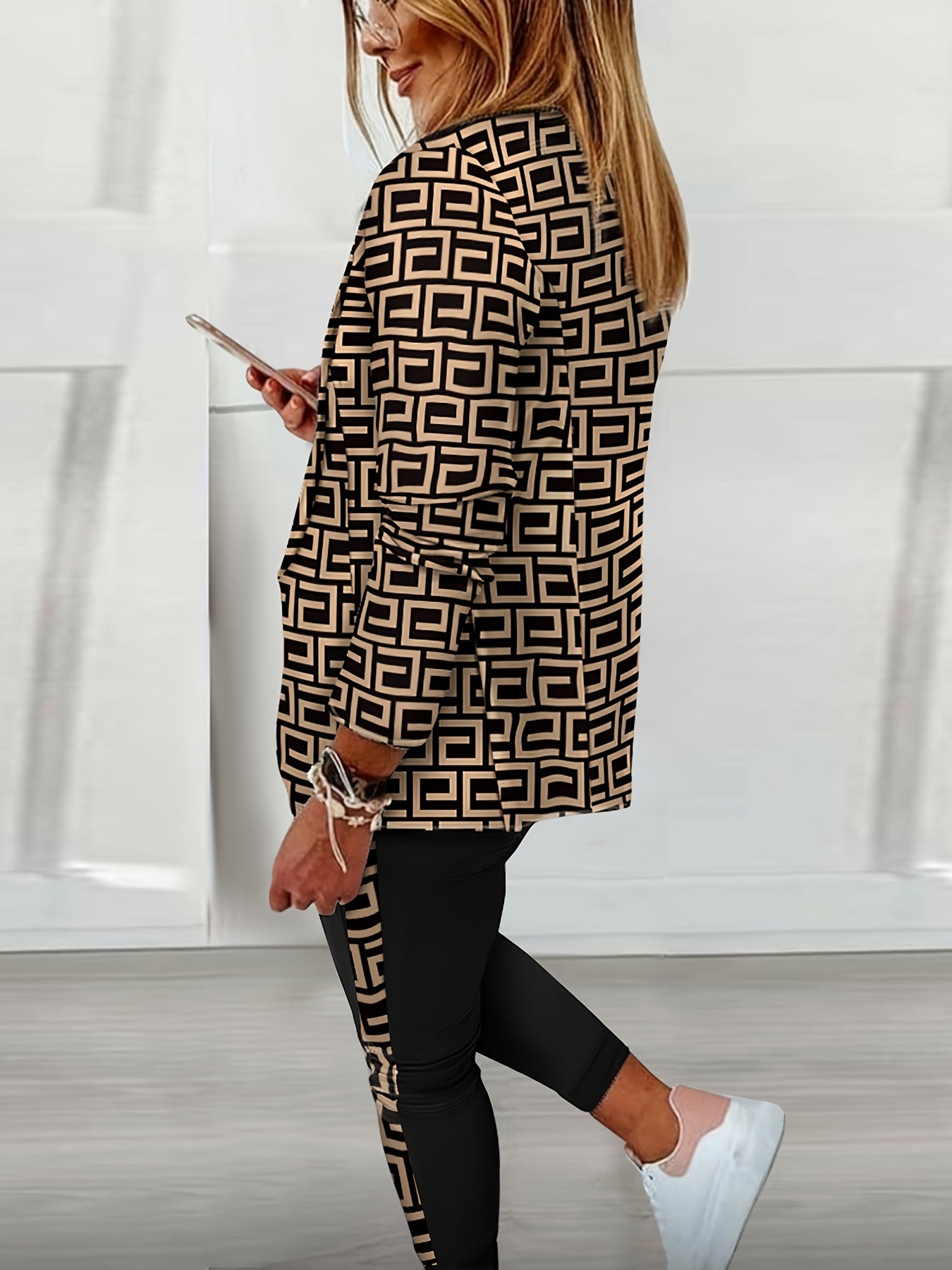 Print Pantsuits Two piece Set Blazer & Long Pants Set Women's Clothing