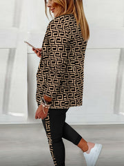 Print Pantsuits Two piece Set Blazer & Long Pants Set Women's Clothing