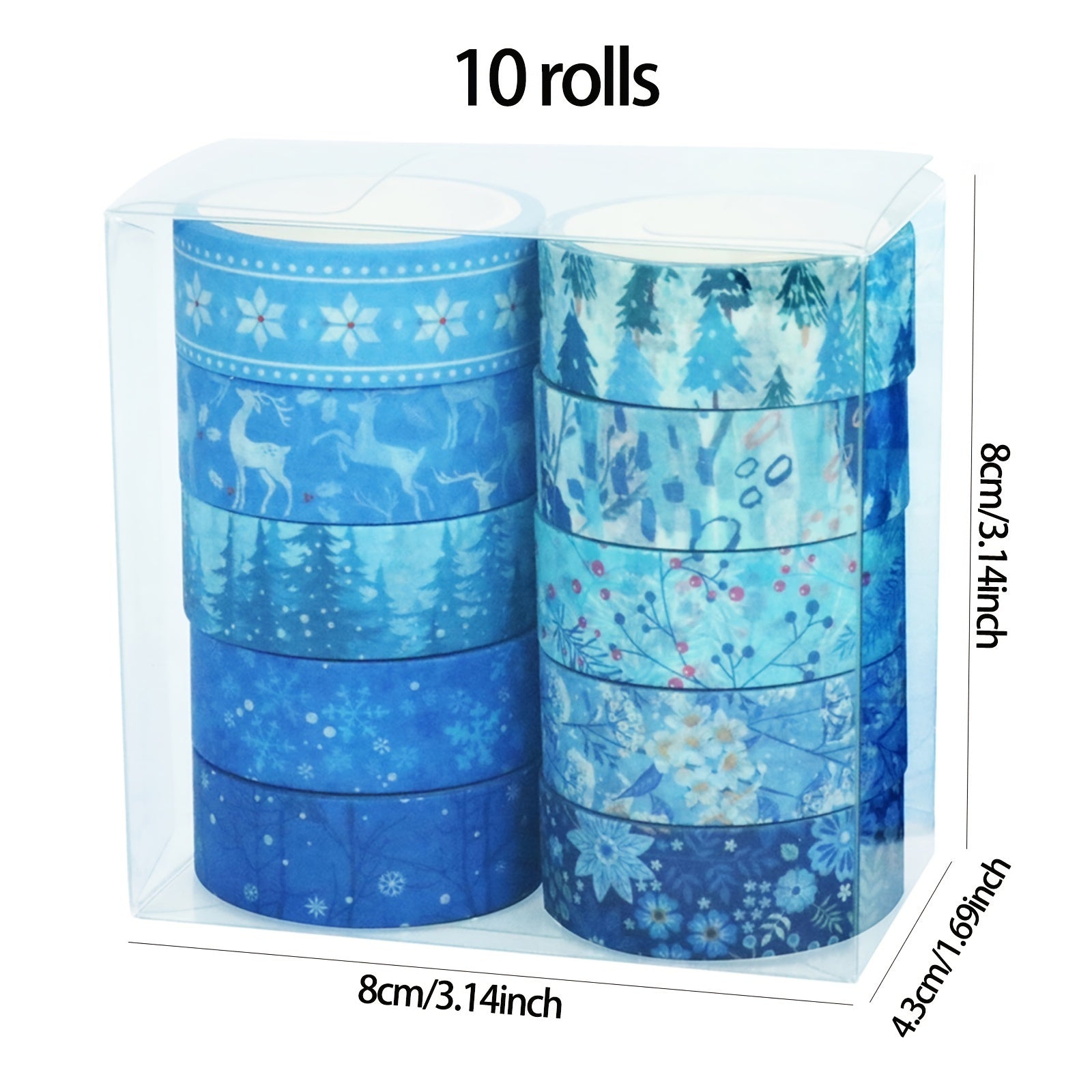 10pcs Winter Collection Washi Tape Set Snowflake Decorative Tape