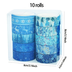 10pcs Winter Collection Washi Tape Set Snowflake Decorative Tape
