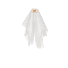 Tulle Bride's Veil with Golden Floral Hair Comb