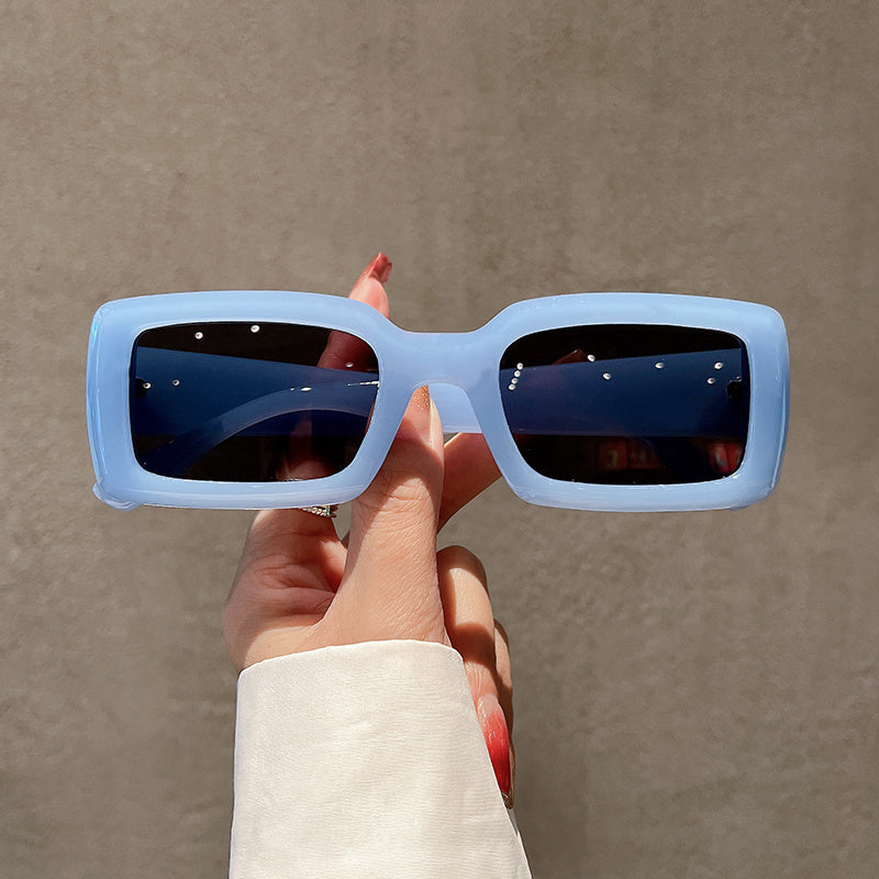 Boho Rectangle Sunglasses Gradient Candy Shades UV400 Sunscreen Glasses