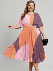 Flutter Sleeve V Neck Midi Dress