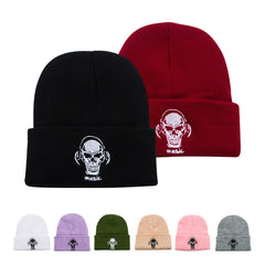 Men's Knitted Skull Pattern Embroidery Hat