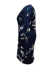Floral Print V Neck Dress with Pockets