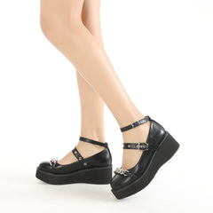 Y2K Chain Decor Mary Janes Buckle Strap Non Slip Shoes
