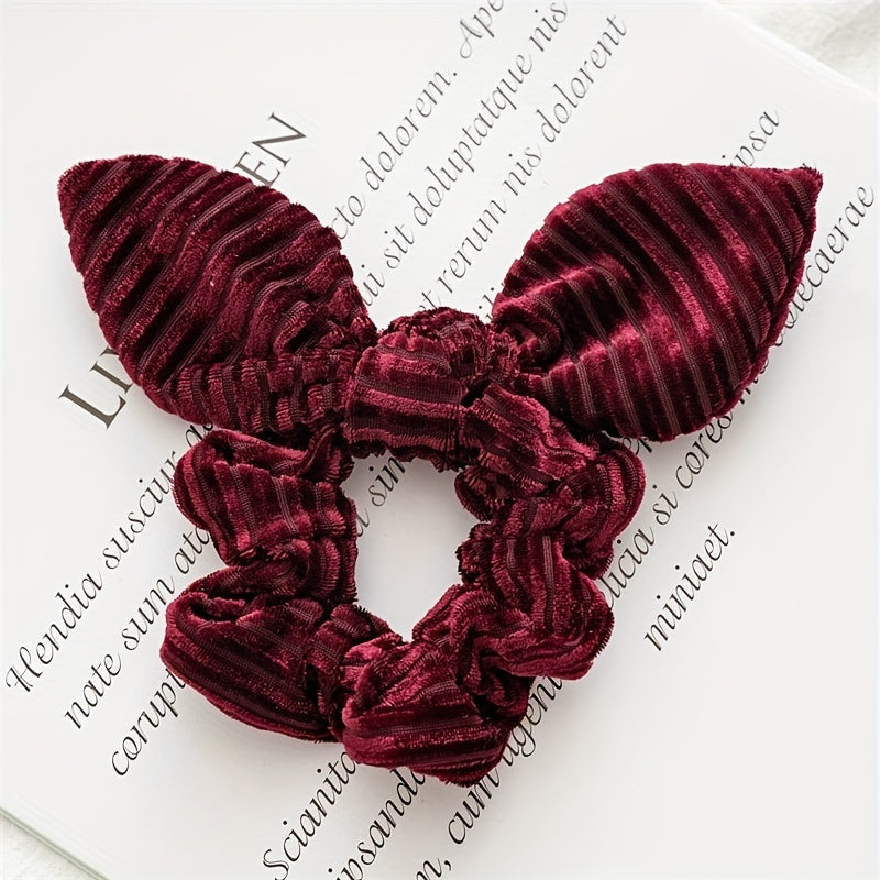 Velvet Scrunchies Women Rabbit Ear Knot Hair Tie Elastic Band