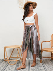 Tribal Print High Waist Wrap Maxi Skirt for Vacation