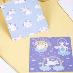 Cartoon Unicorn Origami Paper Kit 50 Sheets Double Sided 15x15cm Arts Crafts