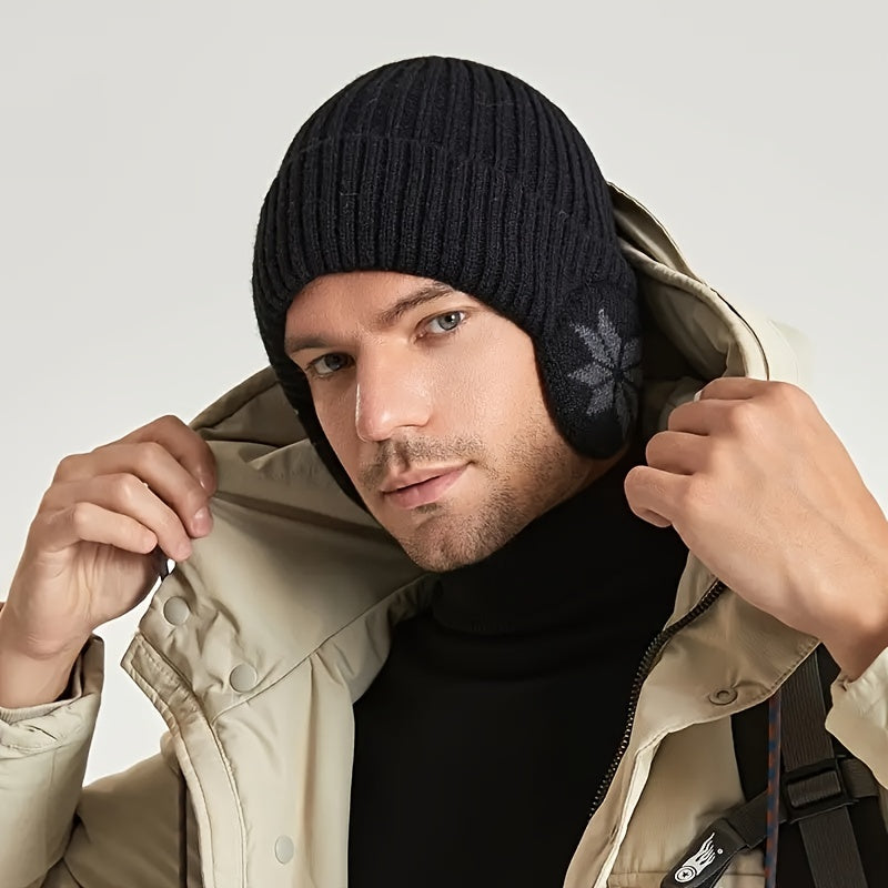 Winter Snowflake Pattern Knitted Ear Warm Hat