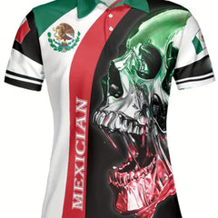 Skull Pattern Men's Casual Fit Short Sleeve Shirt
