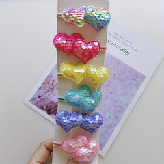 12pcs Sequins Love Star Crown Hair Clips & Headwear Set