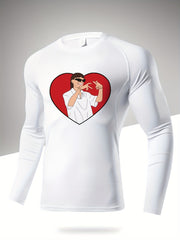 Men's Letter Print Compression Long Sleeve Shirt for Sports Workout