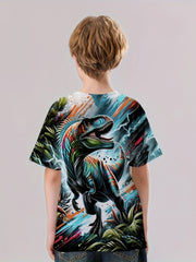 T Rex 3D Print Boys T shirt Lightweight Short Sleeve Top
