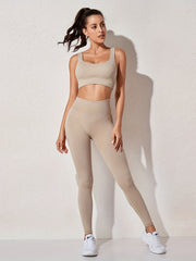 4pcs Yoga Workout Sets Sports Top & Sports Bra High Waist Shorts & Leggings