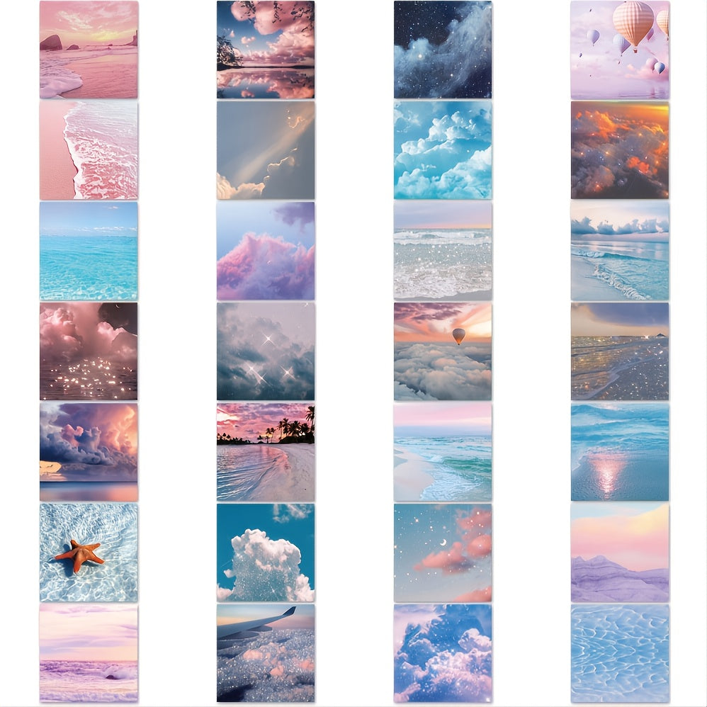 56pcs Waterproof Stickers Cloud Starry Sea Patterns for Suitcase Mobile Shell