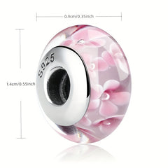 2pcs Glass Bead Flower Large Hole Bracelet Beaded