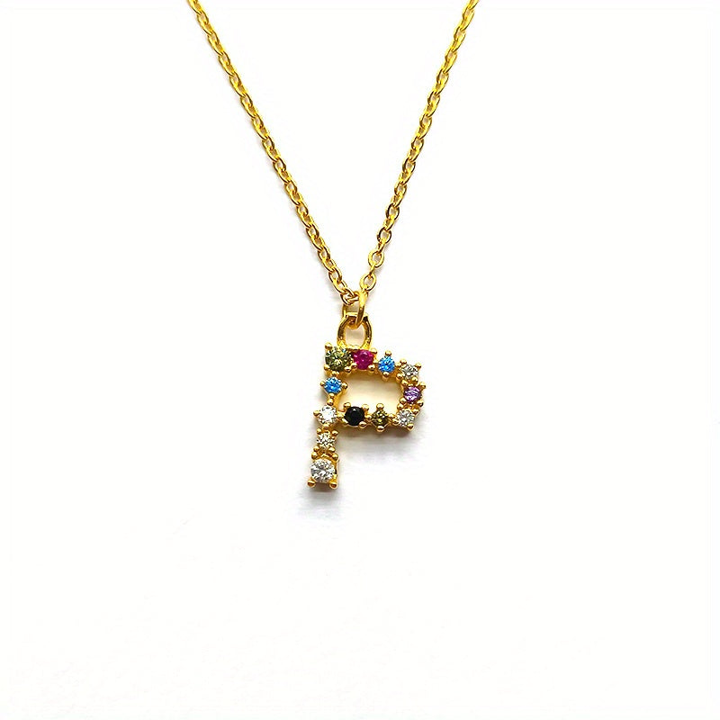 Colorful Letter P Pendant Necklace for Girls