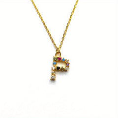 Colorful Letter P Pendant Necklace for Girls