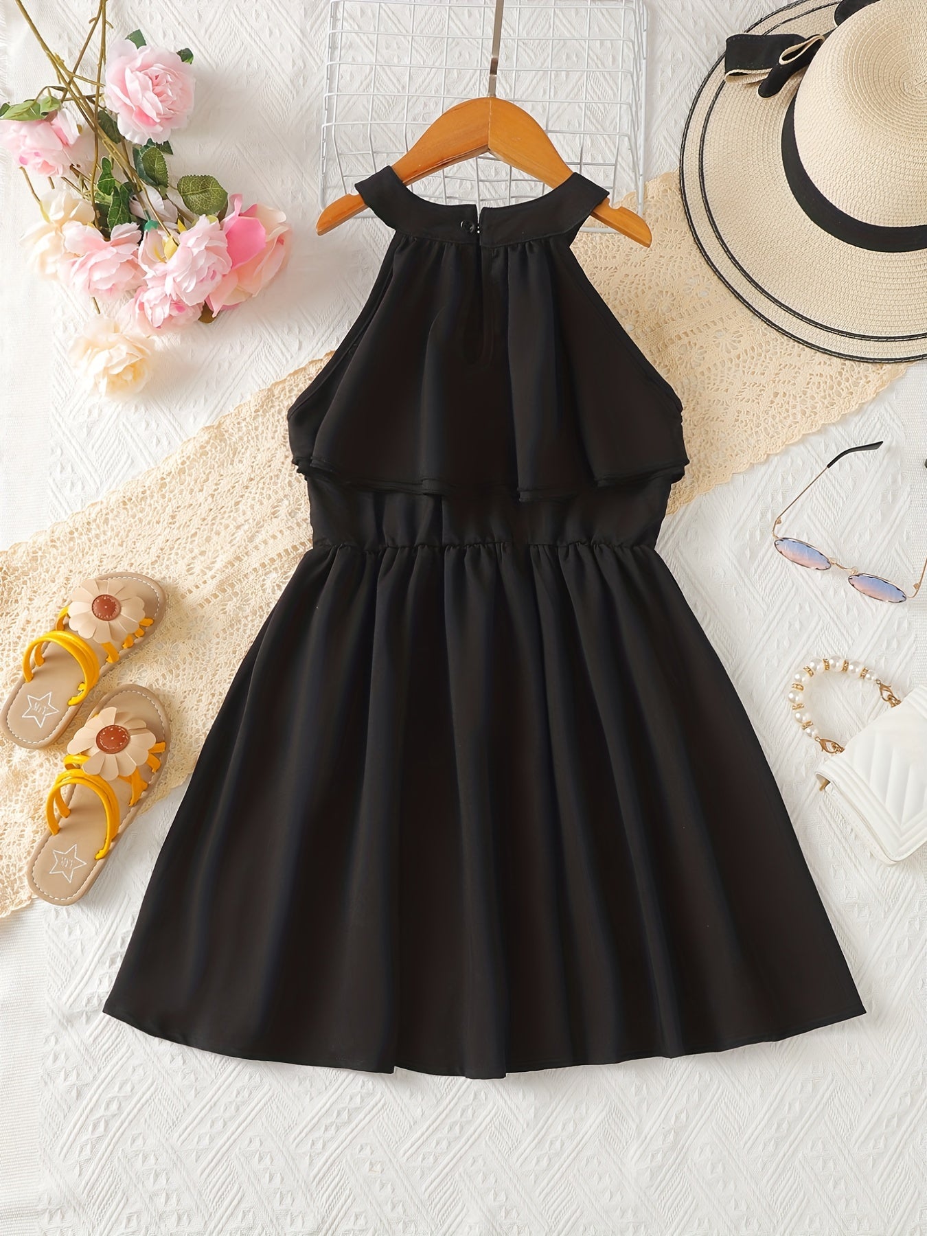 Toddler Girls Ruffle Trim Princess Dress For Party Beach Vacation