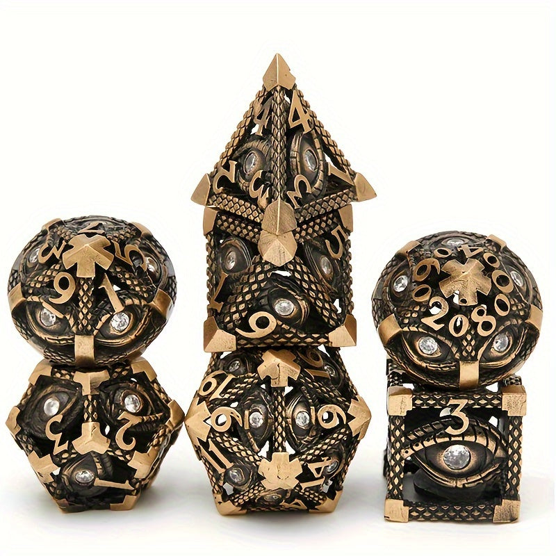 7pcs Hollow Magic Eye Metal Dice Set Role-playing Game Props Christmas