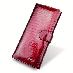 Women's Crocodile Embossed Trifold Long Wallet