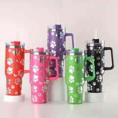 40oz Stainless Steel Cat Claw Tumbler w/Lid & Straw