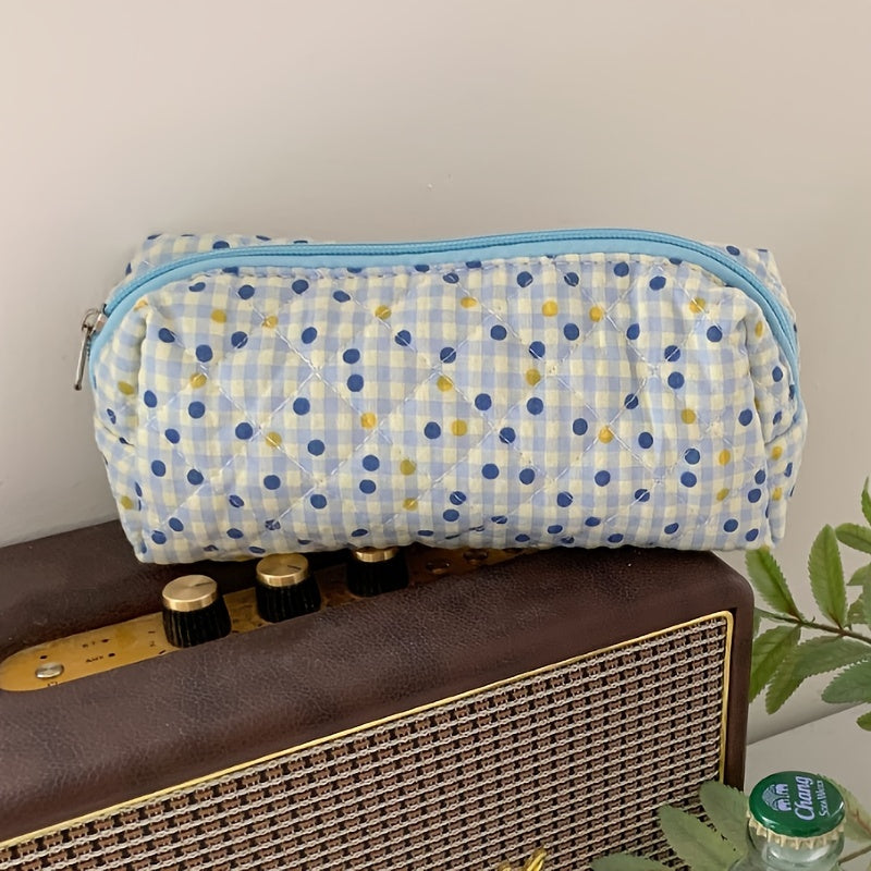 Quilted Floral Makeup Bag Travel Cosmetic Bag Toiletry Bag