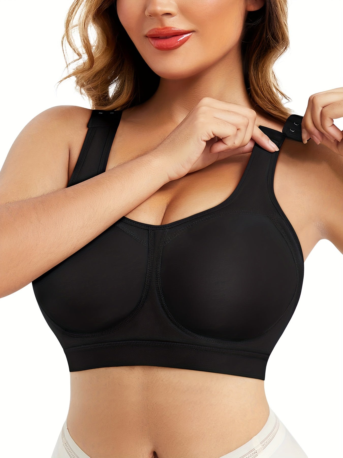 Seamless Full Coverage Bra Wide Strap Wireless Support Women's Lingerie