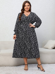 Dalmatian Print Flounce-Sleeve Maxi Dress